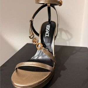 Versace Metallic Gold Heeled Sandals